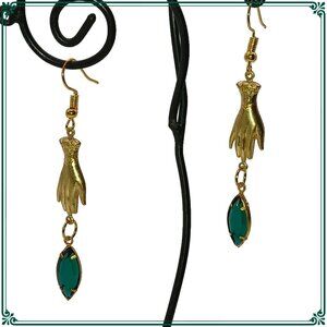 Victorian Style Hand Shaped Connectors and Vintage Green Drop Earrings